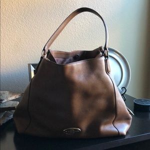 Coach Edie 31 Tan Pebble Leather Shoulder Bag